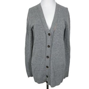 Fossil Vintage Gray Wool Cashmere Blend Sweater Long Knit Cardigan Size Small